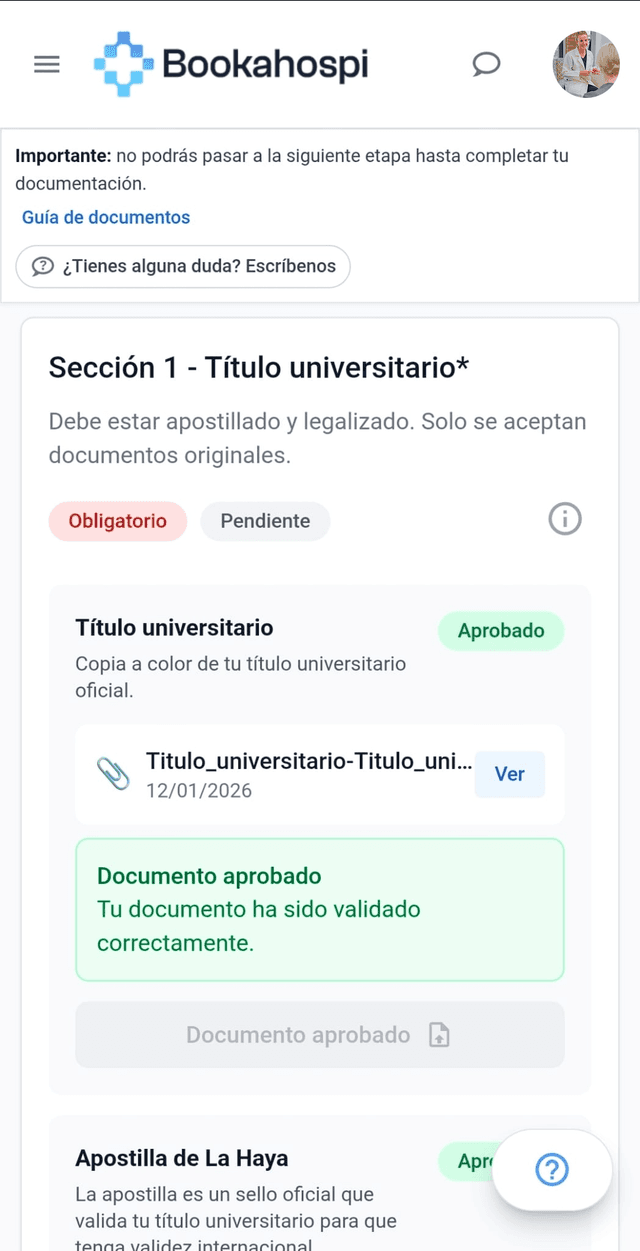 Documentación y validación
